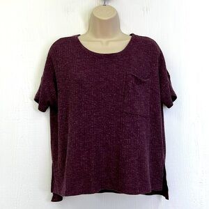 American Eagle - Purple Ribbed Lightweight Short Sleeve Sweater Size Small